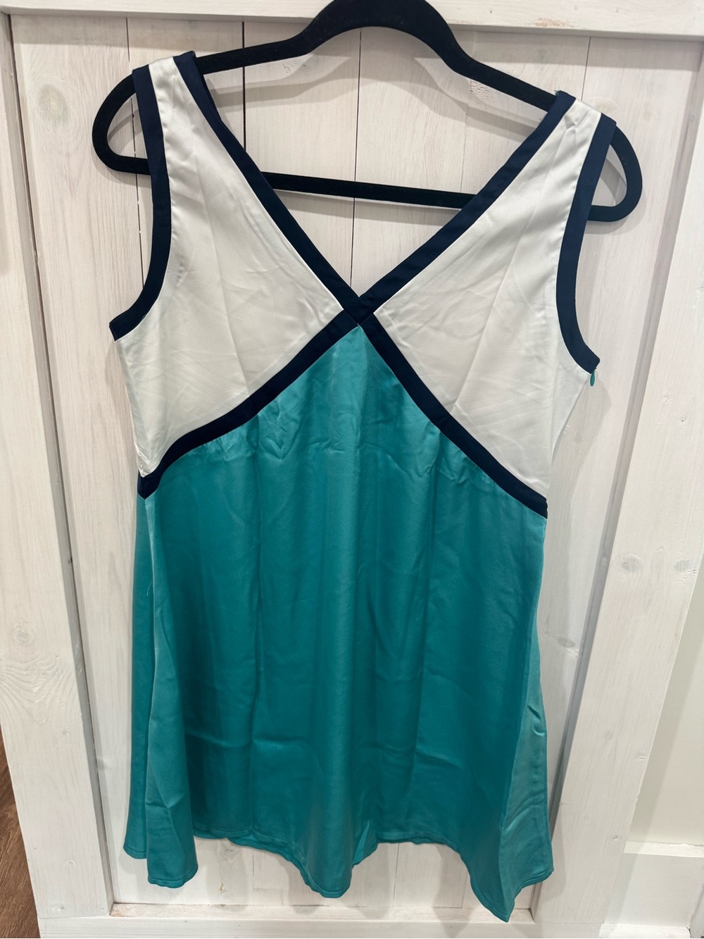 NEVER WORN Teal and White and Navy Sleeveless Tank Dress